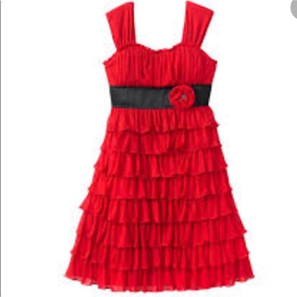🥰My Michelle Red Ruffled Kids Dress Size 14